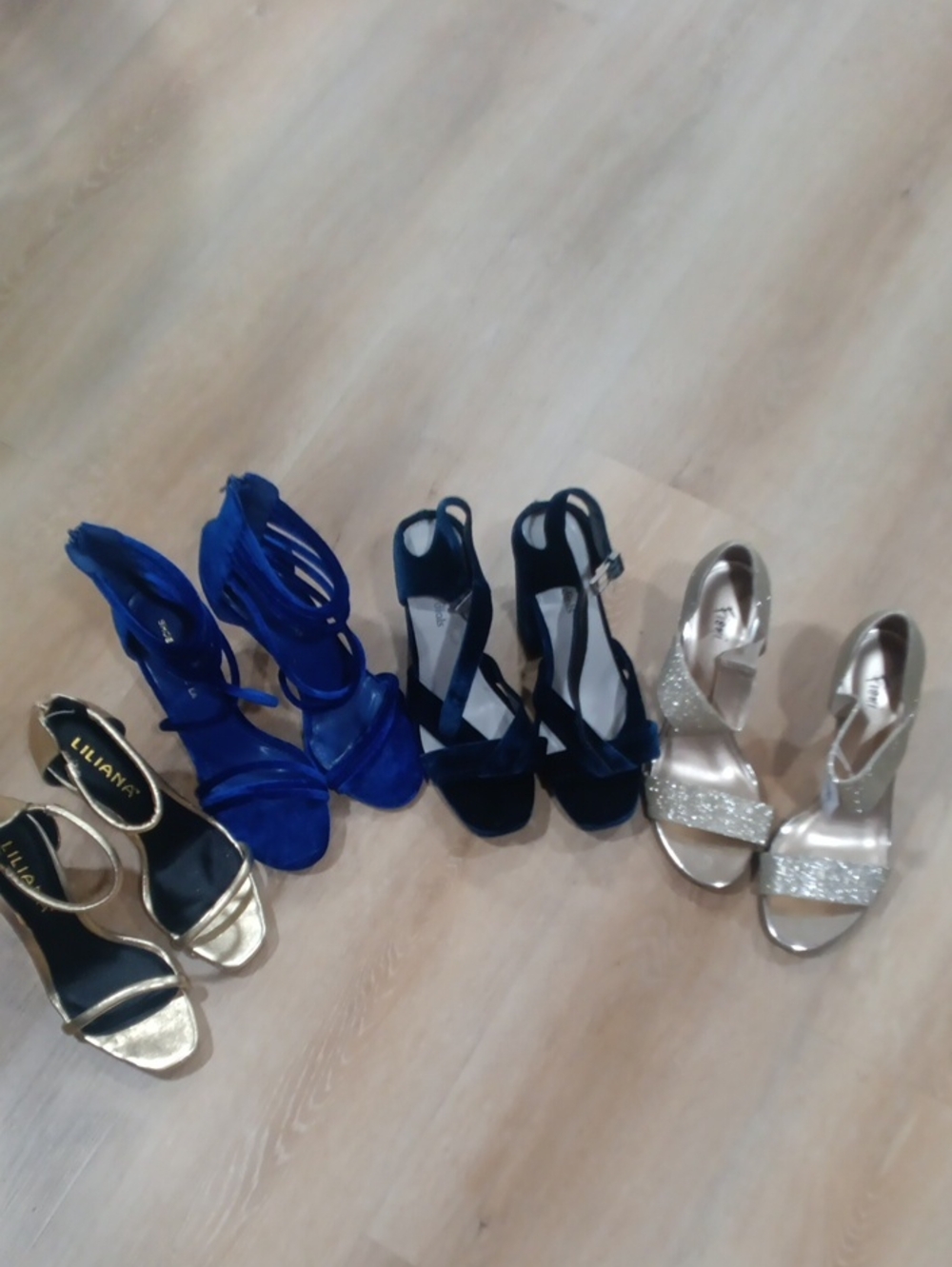 Bundle Women's Heels Silver Blue & Gold